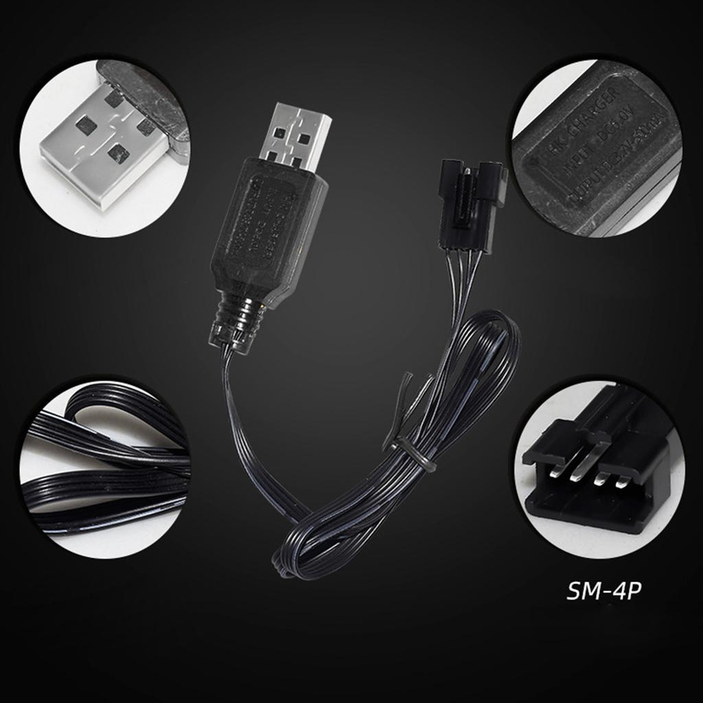 High Speed 7.4V Lithium Battery Charger USB Charging Cable for Remote Control Cars with SM 4P Reverse Plug Protection