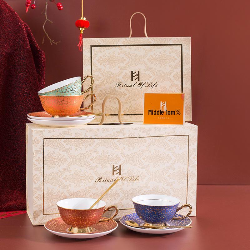 Vergoldetes Premium Knochenporzellan Kaffeetasse & Untertasse - Retro, Exquisit, Hochwertiges Geschenkset für den Hausgebrauch
