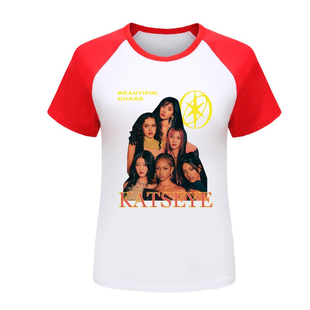 5346 Kids Girls KATSEYE Print Raglan Sleeves Cotton T-Shirt