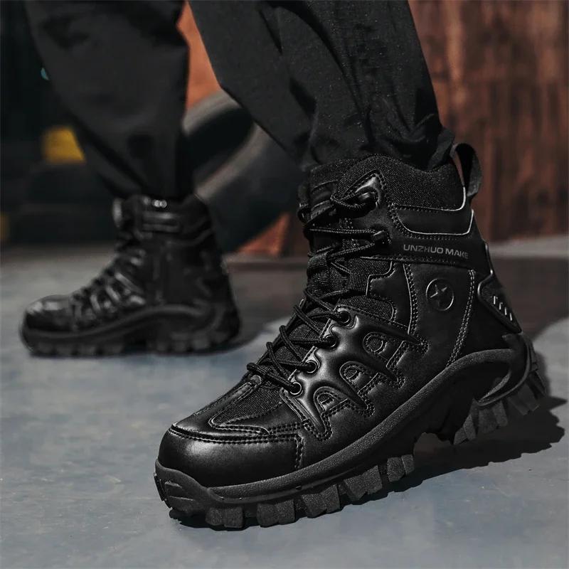 Men Tactical Boots Motorcycle Breathable Male Climbing Hiking Shoes Lace Up Army Boots Desert Boot Unisex Safety Hunting Boots