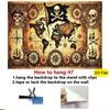 Vintage Pirate World Map Tapestry - Skull & Compass Wall Hanging Decor