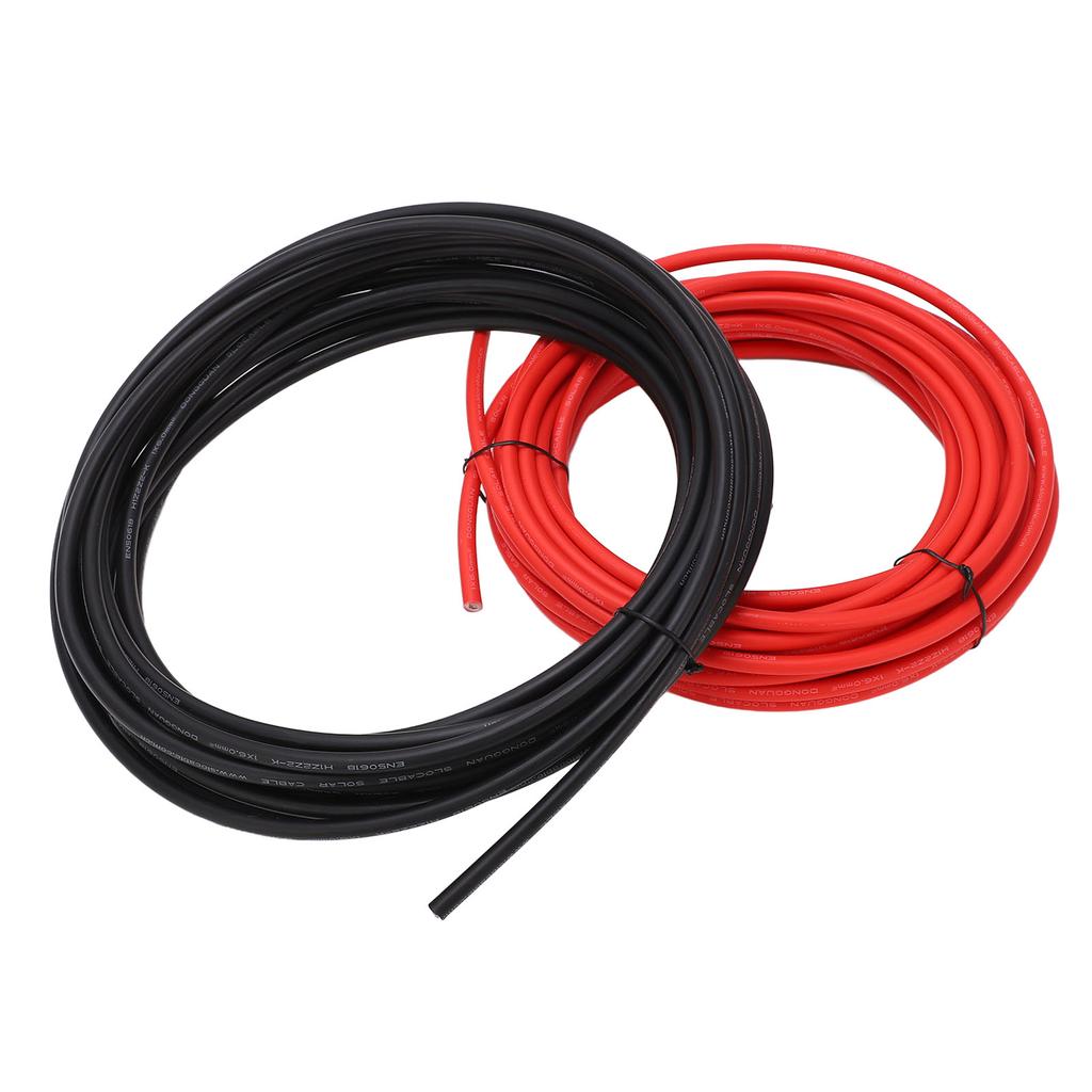 2 Pcs Solar Panel Wire XLPE Sleeve Tinned Copper Dual Insulation Temperature Resistance Solar PV Cable 6mm² 20m 65.6ft