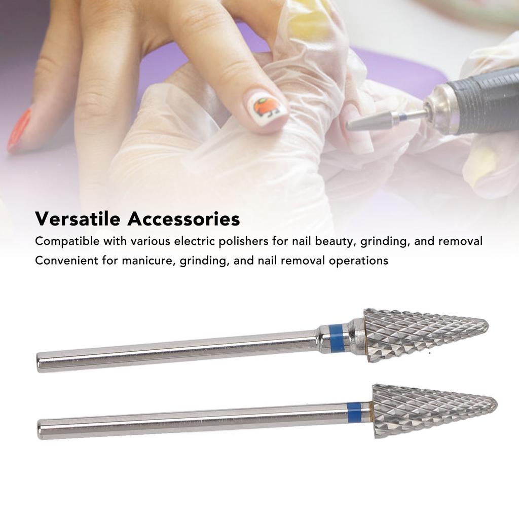 2pcs Tungsten Tapered Nail Drill Bit Rotary Cuticle Removal Manicure Pedicure Tool Cone Shaped Nail Drill Bit for Electric Drill File 151 154