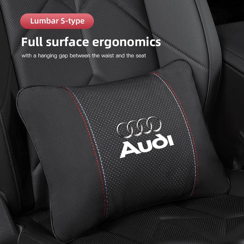 2026 Hot Luxury Suede Car Seat Headrest Neck Lumbar Support Key Ring For Audi A7 A3 A4 A6 A5 Q5 A1 Q7 Q3 Q4 TT SQ5 RSQ3 RSQ8 S3 S4 RS5 S7
