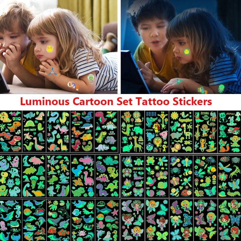 

Динозавр Татуировка Ребенок Симпатичный Цвет Русалка Временная Татуировка Лицо Татуировка Тело Татуировка для Детей Светящийся 1 Набор