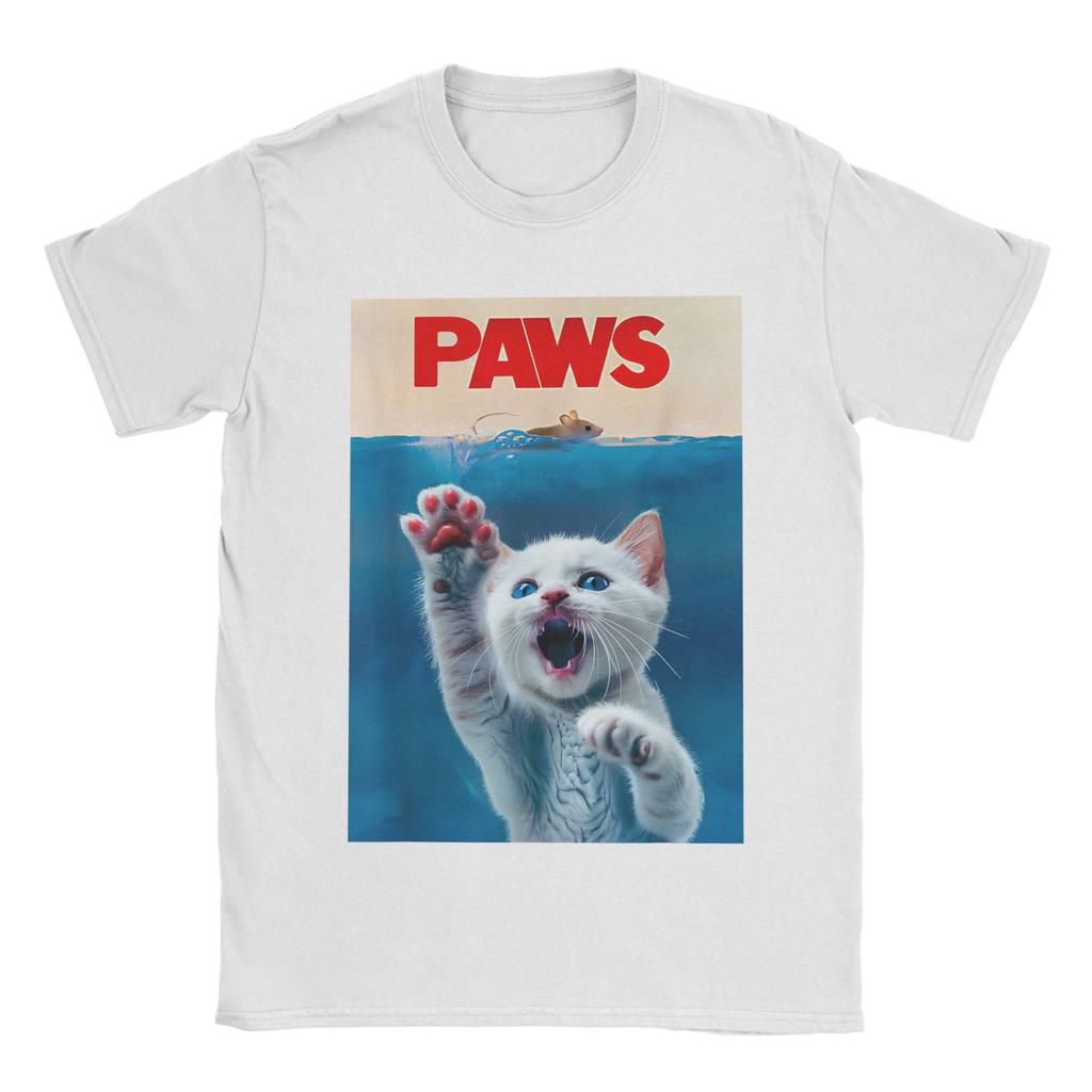 Men Women TShirt PAWS Funny Cat parody cat Lover Gift Kitten Shark Mouse meow T Shirts Summer Tee Shirt Y2K Cotton Clothes