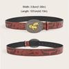 Fashion Carved Western Cowboy Belt Horse Buckle Luxury Design Horse Buckle Belt Trendy Brand Jeans Pants Belt For Women Man