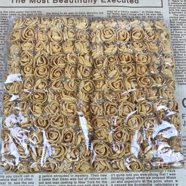 144 DIY 2.5cm Yarn Roses - PE Foam Flowers for Bridal & Candy Wreaths