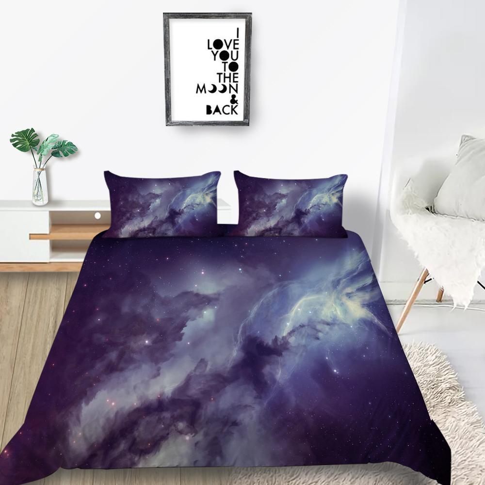 Star Printing Bedding Single Double Bed Full Size 3D Microfiber Universe Printing Pillowcase and Quilt Cover 2/3 Comfortable Home Decoration