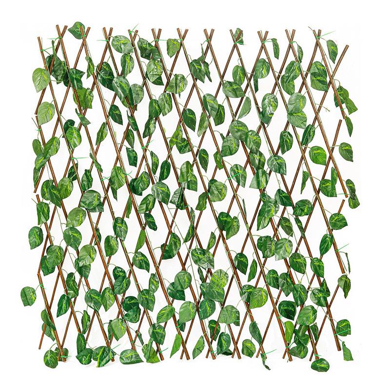 Retractable Grille with Faux Greenery for Balcony or Garden Decoration