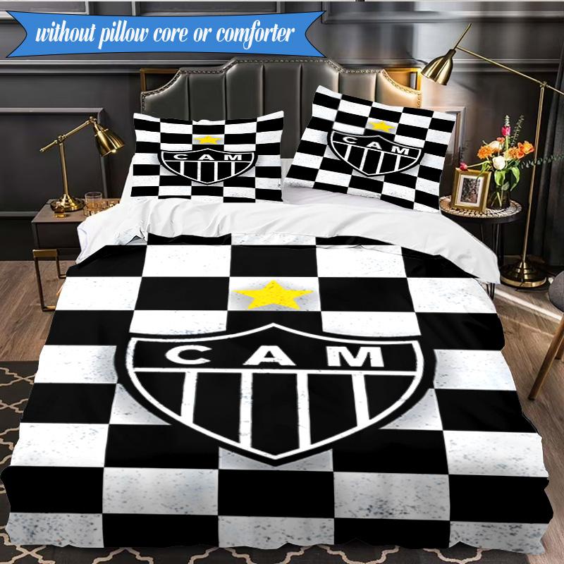 3PCS Clube Atlético Mineiro With Shield Soft Bedding Set,Including 1pc Duvet Cover And 2pcs Pillowcases Perfect for Bedroom, Dormitory, Fan gift
