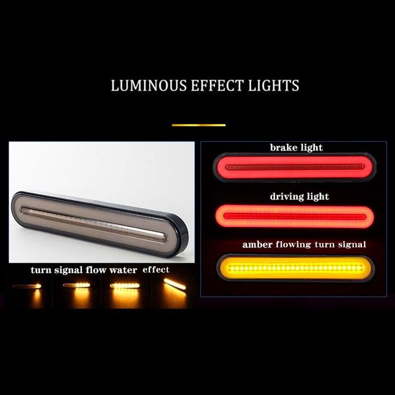 2x Waterproof LED Trailer Truck Brake Light 3 in1 Neon Halo Ring Tail Brake Stop Turn Light Sequential Flowing Signal Light Lamp