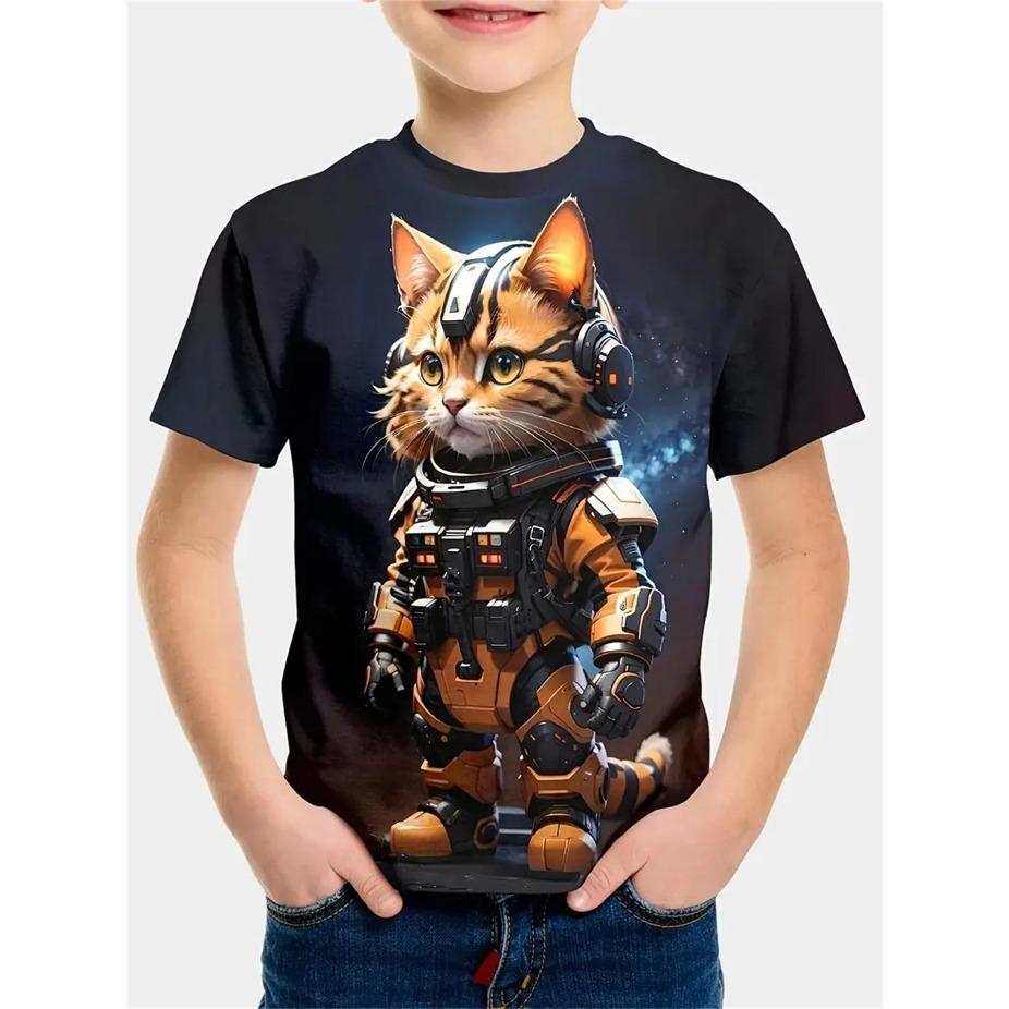 Kids T-shirts O Neck Tops Polyester Casual Sportwear Comfortable Tees Short Sleeve 3d Print T Shirt