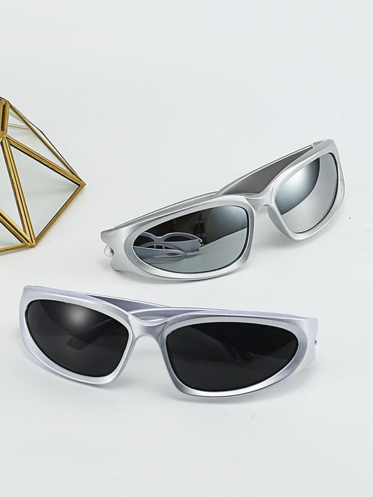 1pc Cyber Futuristic Silver Y2K Millennium Personality Fashion Glasses MEN'S GLASSES WOMEN'S GLASSES