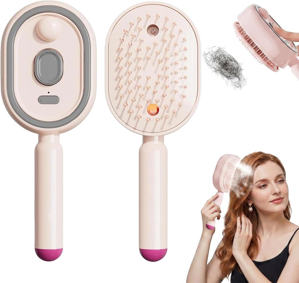 2026 Electric Spray Air Cushion Massage Hair Comb Electric Steaming Hair Straightener Brush Hair Smoothing Brush Steam Brush
