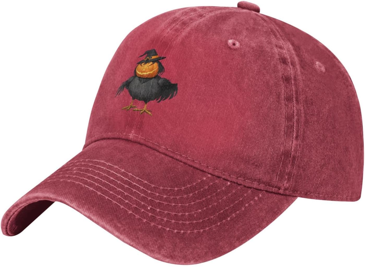 

Pumpkin Head Crow Halloween Baseball Cap Washed Cotton Adjustable Distressed Casual Hat Unisex Can Be Adjusted