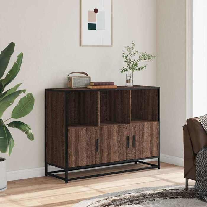 VidaXL Buffet chêne marron 100x35x76 cm bois d'ingénierie, armoire de rangement, meuble d'entrée, meuble d'appoint, meuble 849033