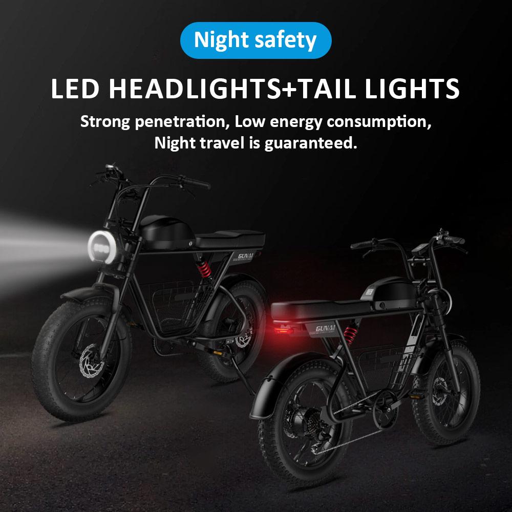 GUNAI-T Electric Bike 1000W Motor 48V 21AH Battery 20Inch 7 Speed