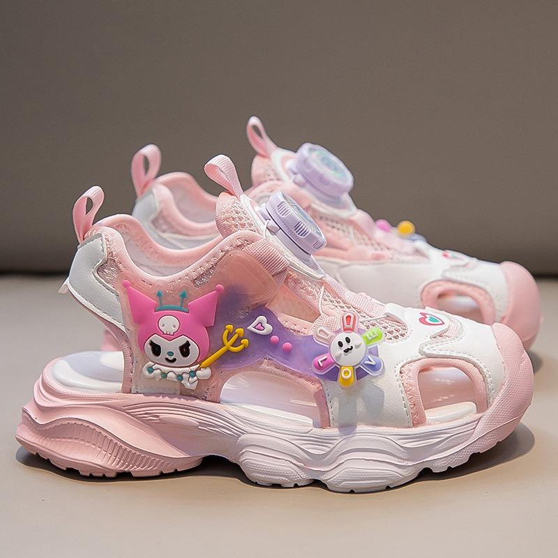 Children's Closed-Toe Sandals Stylish Kuromi Pattern Princess Shoes for Girls, Toddler & Youth Sport Sandals, Student Footwear