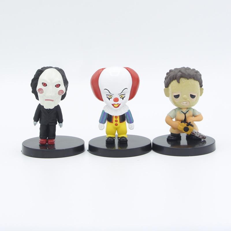 10 Pcs / Set Horror Film Series Jason Michael Chucky Scary Clown Action Figure Toys Pvc Model Halloween Gift Figurine Doll Gifts