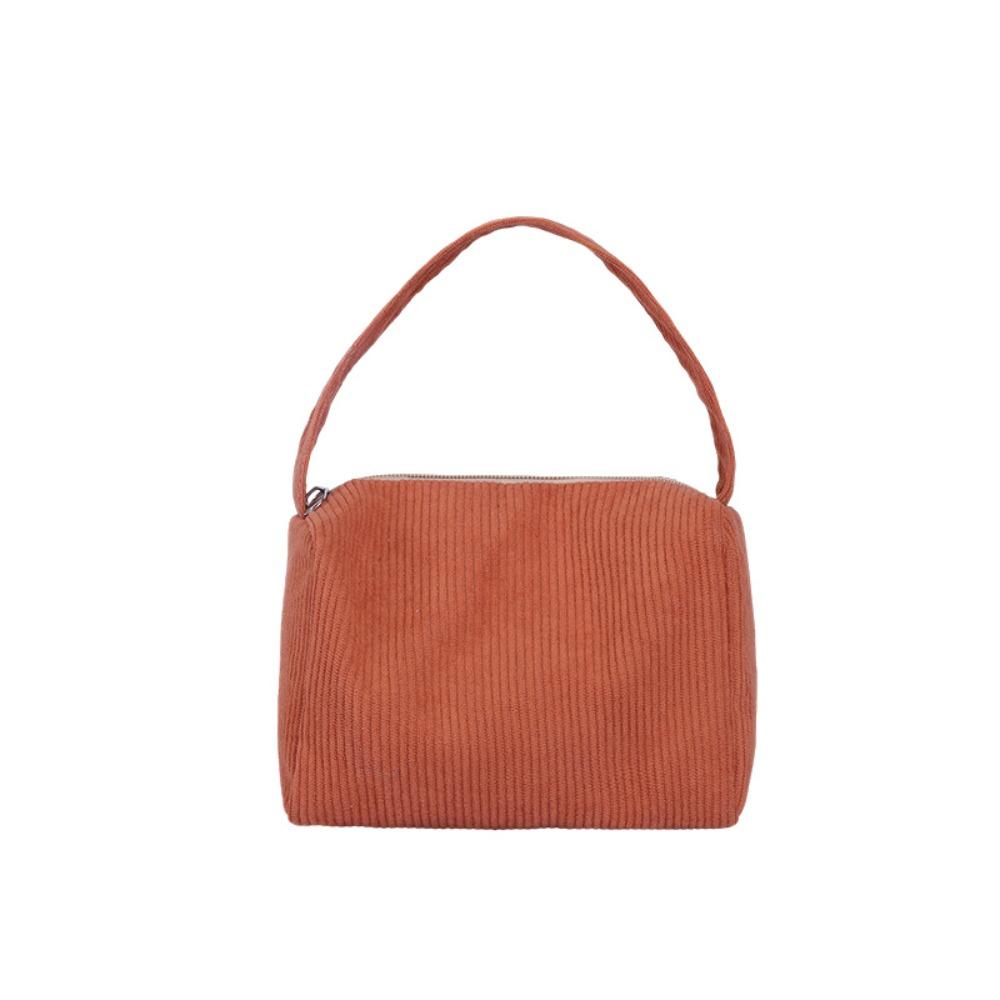 

Creative Gift Solid Color Handbag Casual Corduroy Shoulder Bag Multifunctional Usage Small Square Bag коричневый