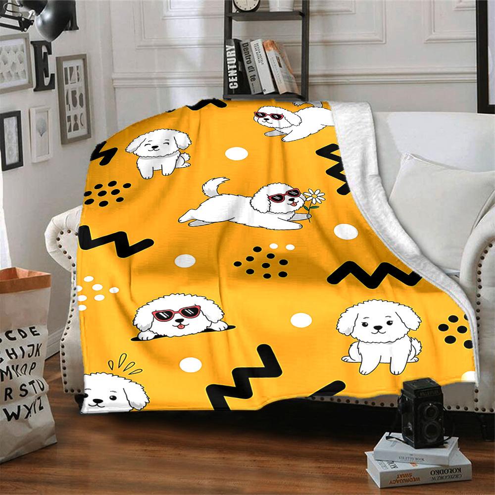 1pc Puppy Playful Blanket, Lightweight Flannel Throw Blanket for Sofa, Bed, Travel, Camping, Living Room, Office, Couch, Chair, and Bed