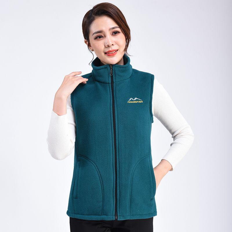 Spring and Autumn Polar Fleece Vest Women's Stand-up Collar Loose Waistcoat Waistcoat Vest Mother Wear