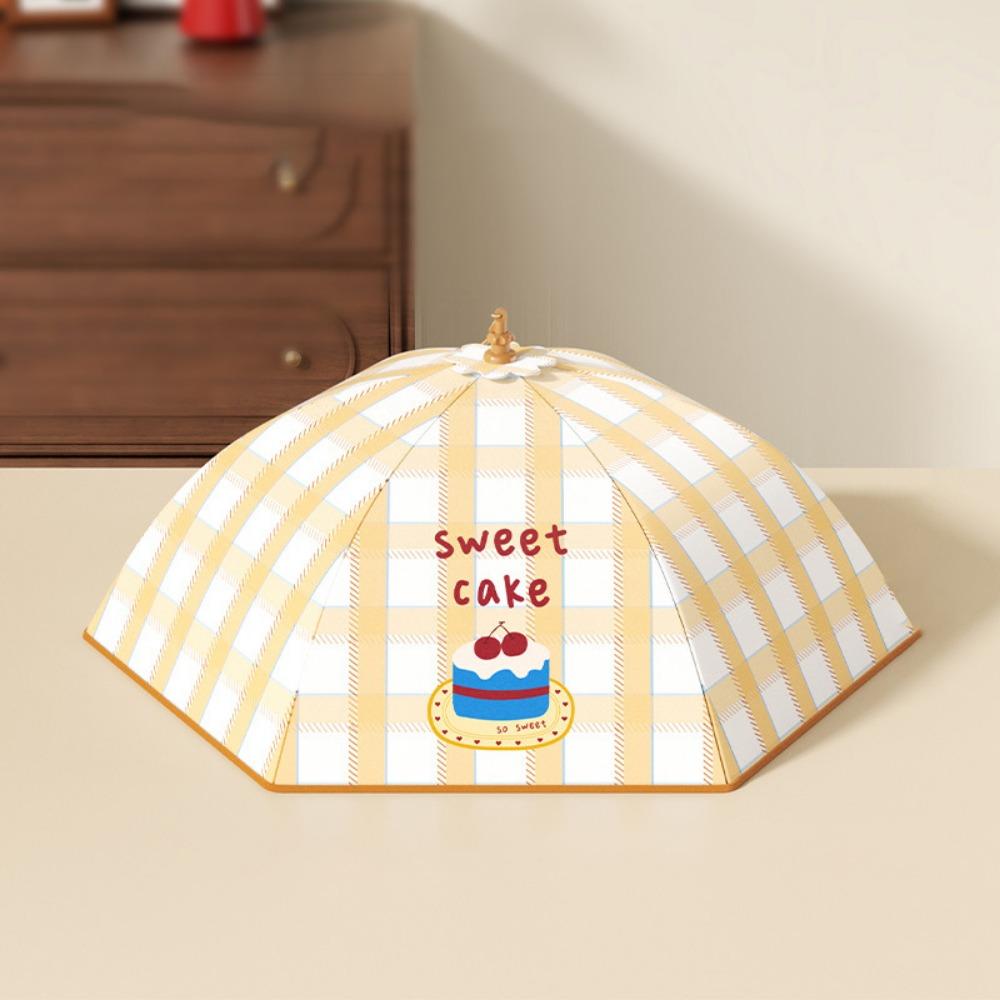 Anti-Mosquito Food Insulation Cover Foldable Vegetable Cover Insulated Food Cover  Dining Table L-Circular yellow
