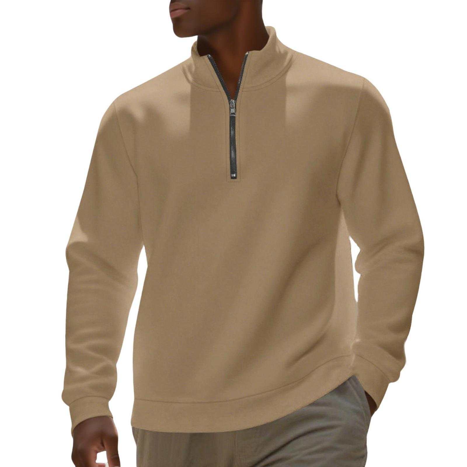

Men s Half Zipper Standing Collar Keep Warm Base Layer Shirt Hoodie XL