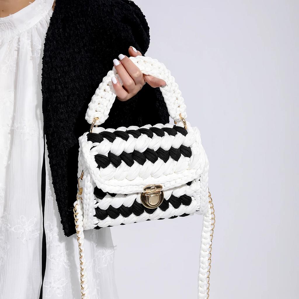 Borsa da Donna Borsa Intrecciata Borsa a Spalla Lavorata a Maglia Grossa Borsa con Manico Superiore all'Uncinetto Borsa Shopper da Donna Regali