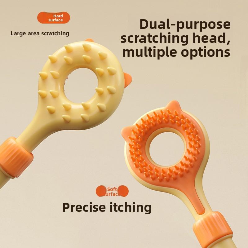 1PC Cat 3-in-1 Telescopic Beauty Tool, Double-sided Massage Anti-itching Stick and Interactive Cat Teaser Stick, Suitable for Pet Hair Removal Brush