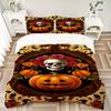 3Pcs Halloween Skull Pumpkin Bedding Set Soft Fabric Duvet Cover Pillowcases Home Christmas Xmas Halloween Gift 1 Duvet Cover 2 Pillowcase Eg116