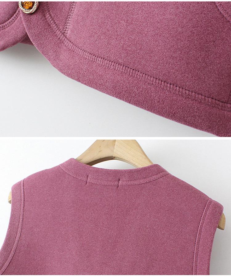 Women's Warm Fleece-Lined Cardigan Vest for Autumn and Winter - Ideal for Middle-Aged and Elderly