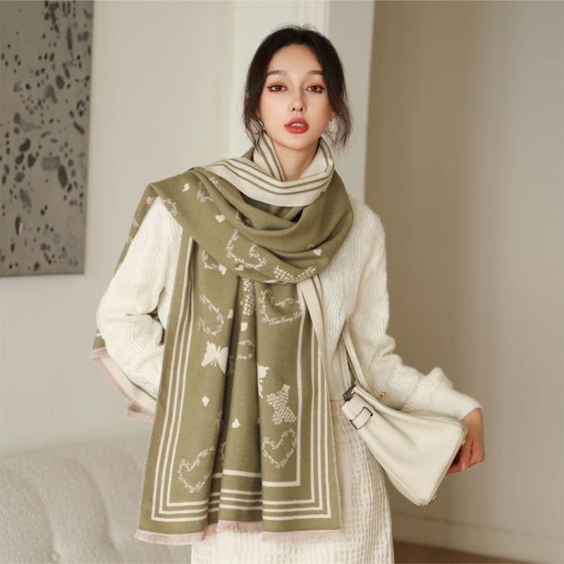 New Versatile Imitation Cashmere Scarf Women's Autumn and Winter High-end Temperament Jacquard Shawl Scarf Dual-purpose