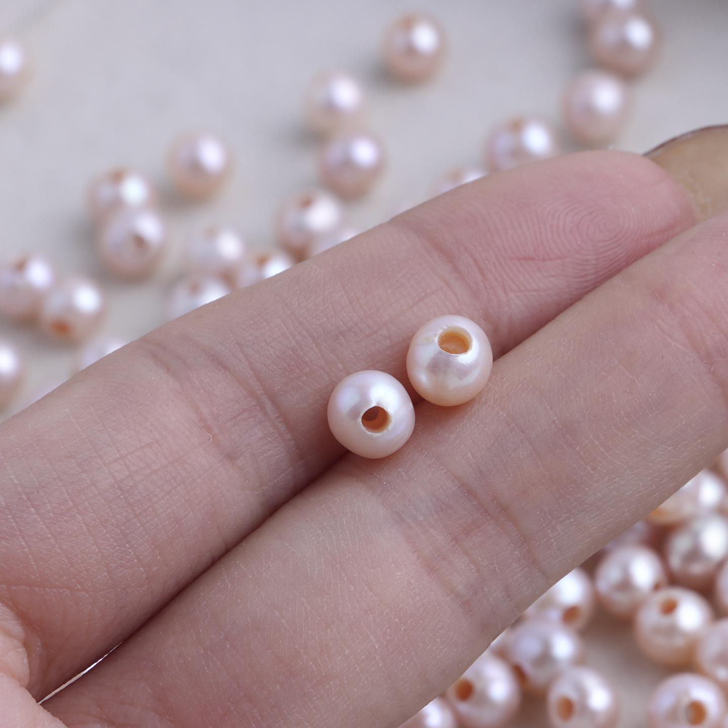 

2.0mm Hole Fairy Pink Near-Round Freshwater Pearl Beads (6-7mm) for DIY Jewelry 1 piece 2.0mm hole