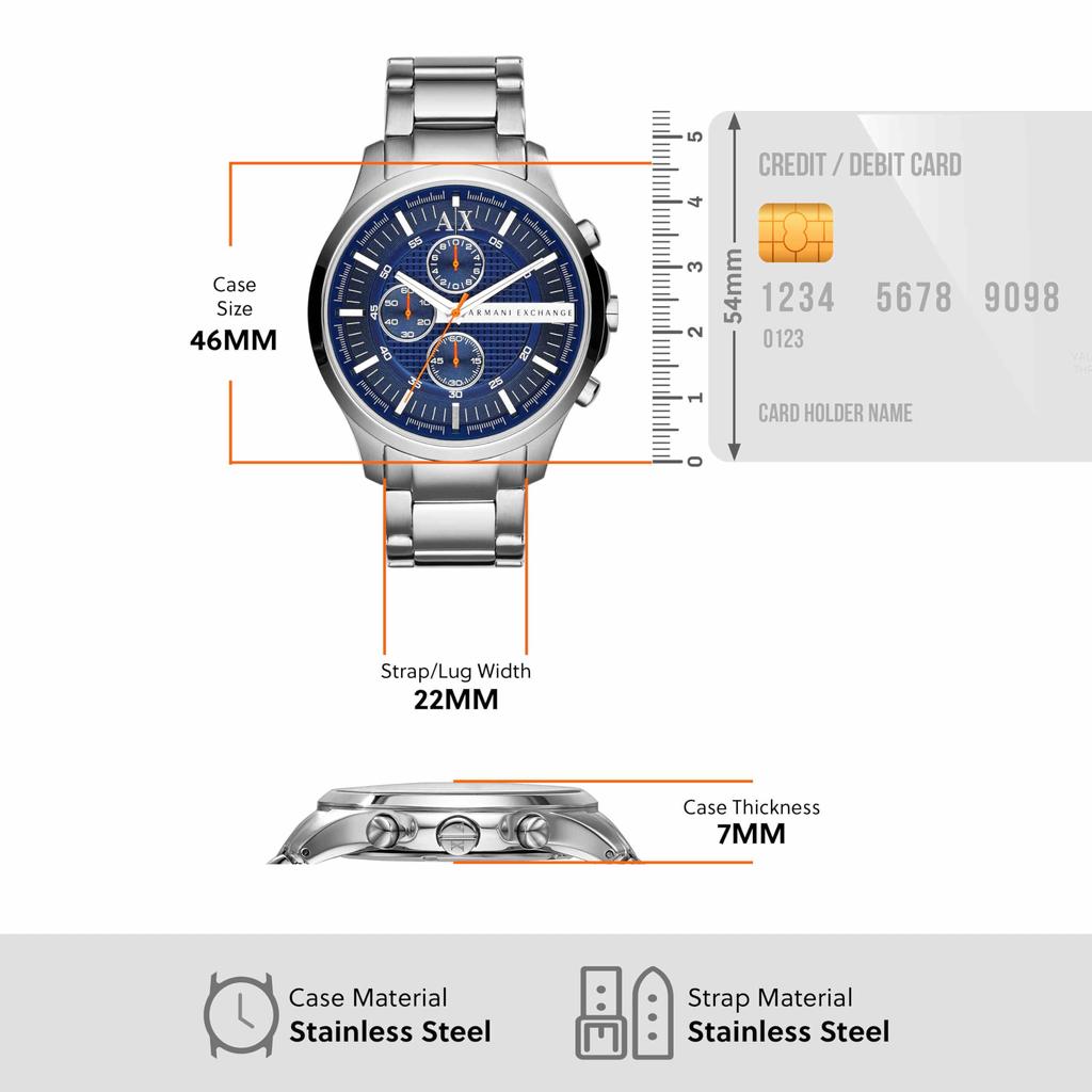 Armani Exchange Analog Stainless Steel Watch AX2155 Men's
