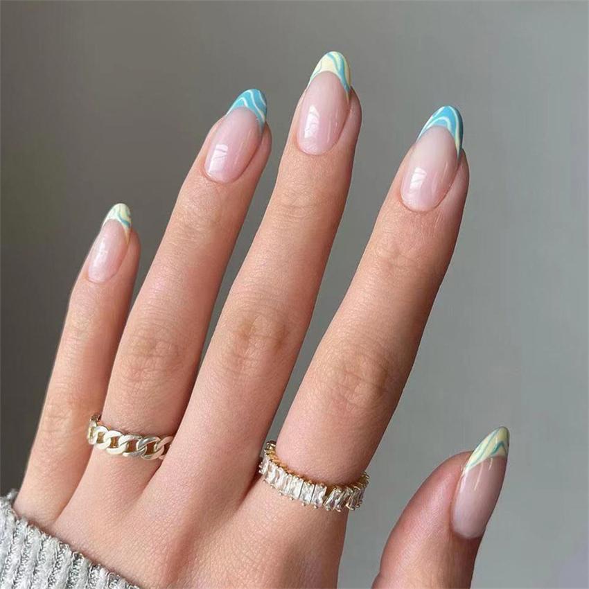 24Pcs Removable Ballerina Fake Nails Almond Shaped Press On Nails For Women Girls Nail Art Decoration