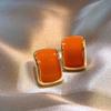 Französische Vintage Einfache Rechteckige Tropfglasur Ohrringe für Frauen Geometrie Orange Temperament Ohrring Schmuck Geschenk