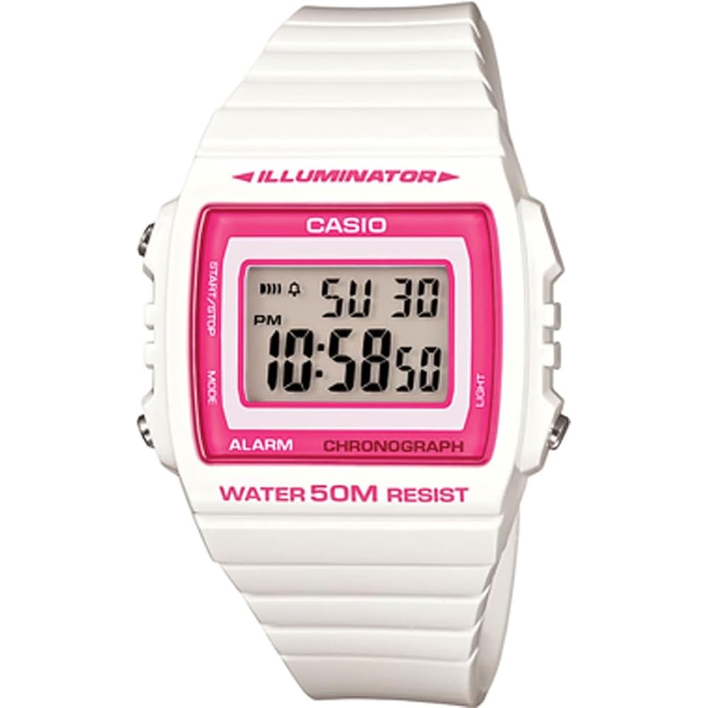 

Casio Standard Digital Watch W-215H-7A2V Gloss White Pink Unisex Waterproof 50m