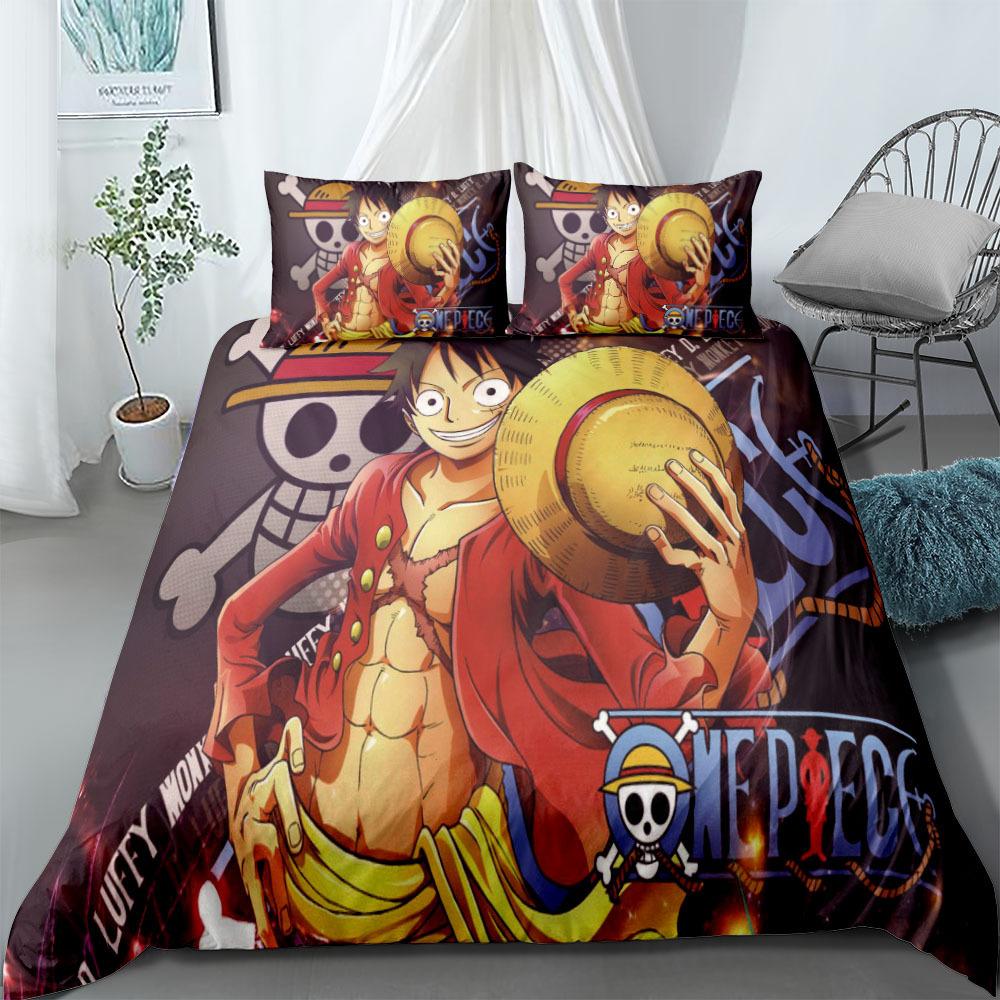 Anime O-Ones Pieces Bedding Set Japanese Luffys Duvet Cover Pillowcase for Children Boys Gift Single Queen King Size