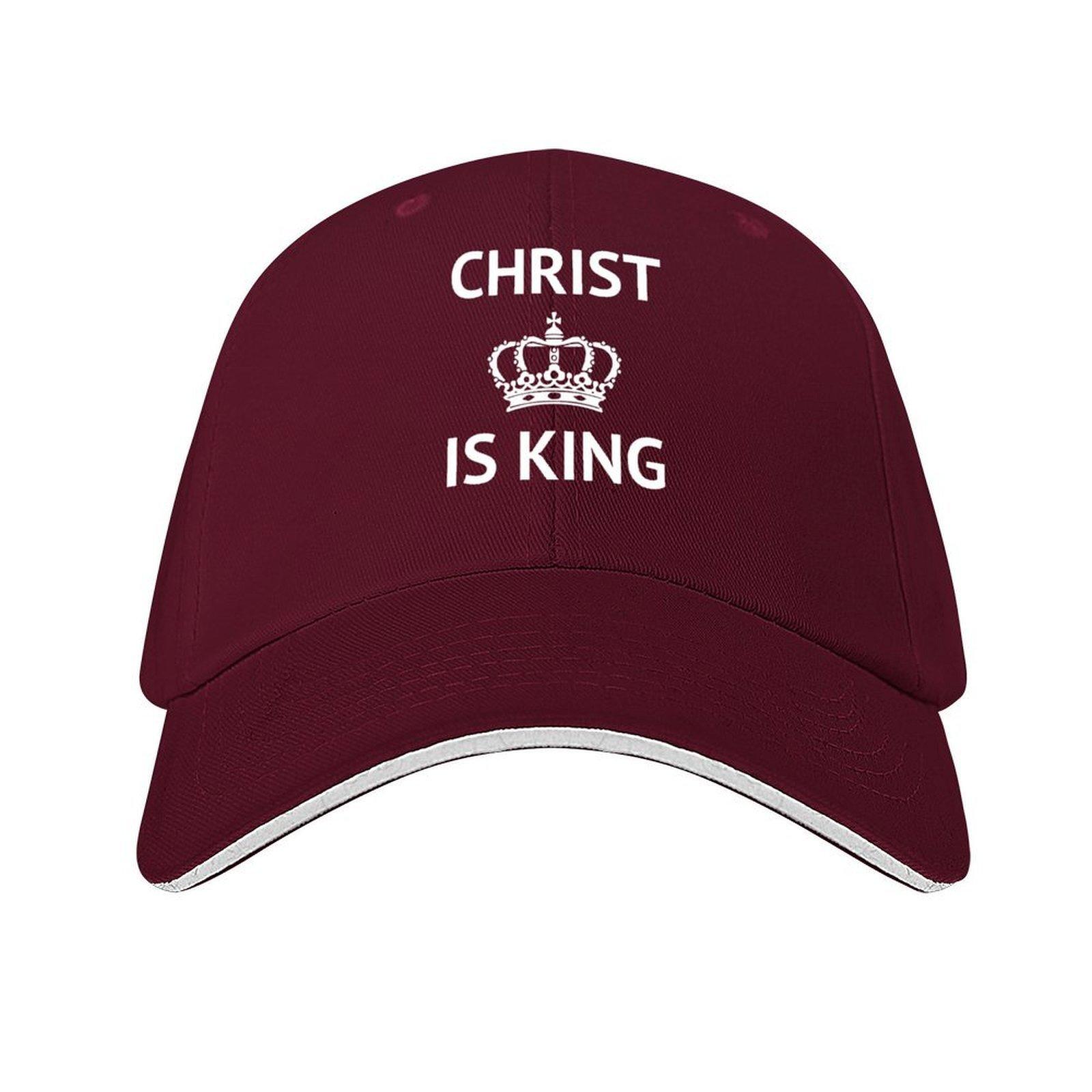 

Christ is King crown logo white Baseball Cap Bobble Hat mens big size hat Snapback Cap Anime Men Luxury Brand Womens