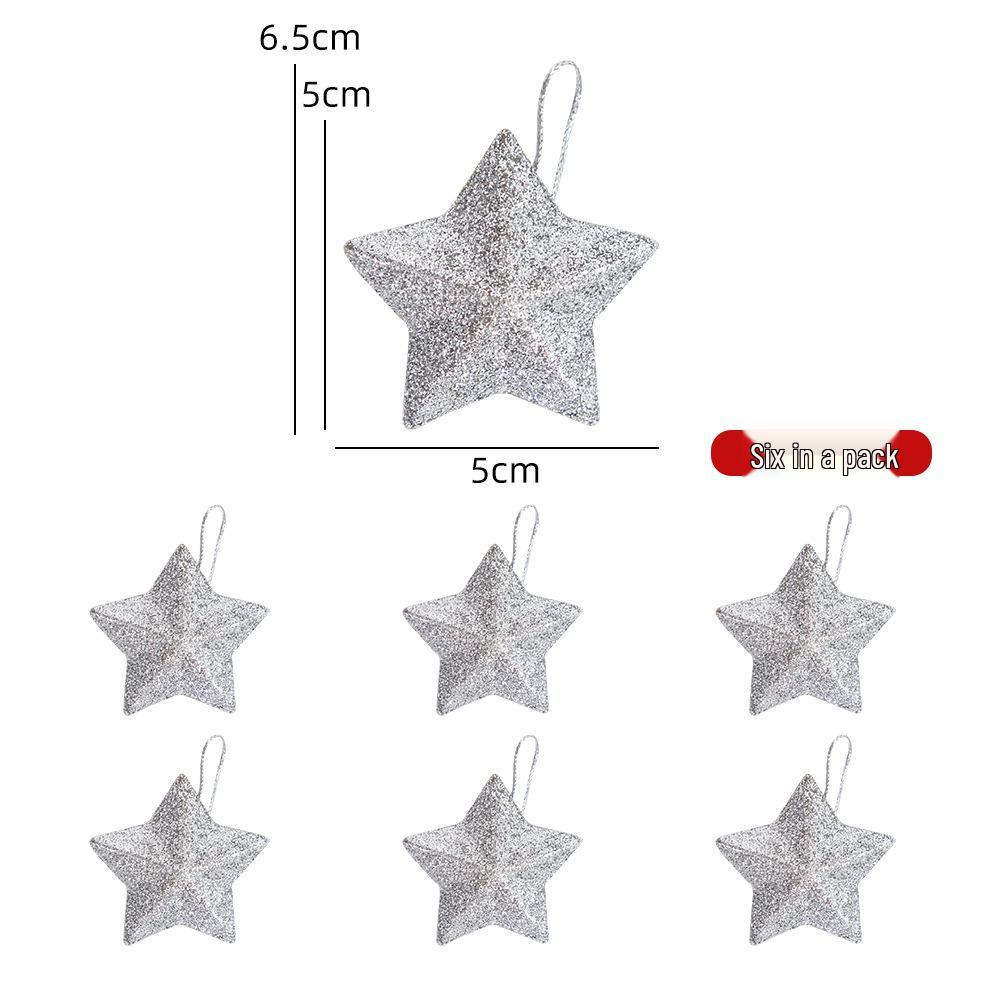 2025 Gold Glitter Five-Pointed Star Christmas Tree Ornaments