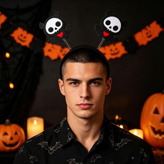 Halloween Headband for Kids Adults Glitter Pumpkin Bat Ghost Skull Hair Accessories