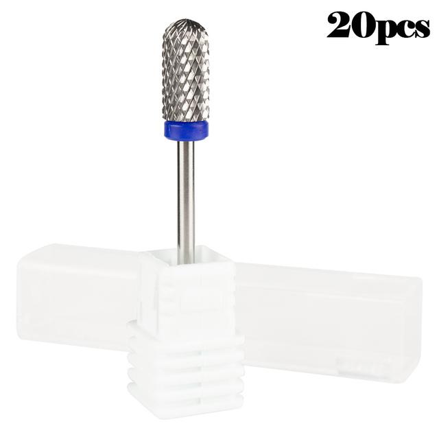 20ks wolframový vrták na nehty Manikúrní vrták pro strojní odstranění gelu na lak Frézka Frézka Frézka na nehty Příslušenství na pilníky na nehty Buffer