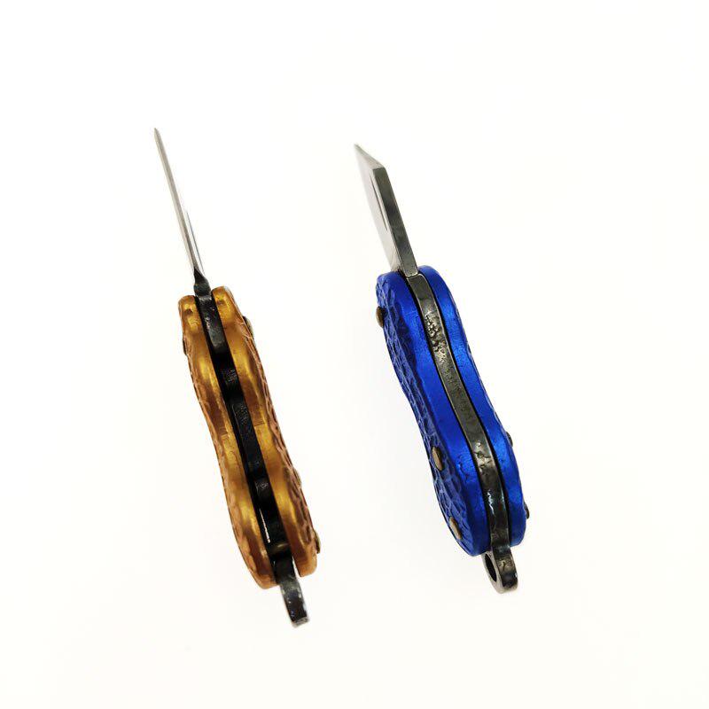 Stainless Steel Mini Folding Knife Aluminum Handle Necklace Pocket Peanut Shape Keychian Knives EDC Tool