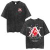 Anime Hunter X Hunter Logo Vintage Wash T-Shirt Killua Gon Sakura Pattern T-Shirt Men'S Fashion Break