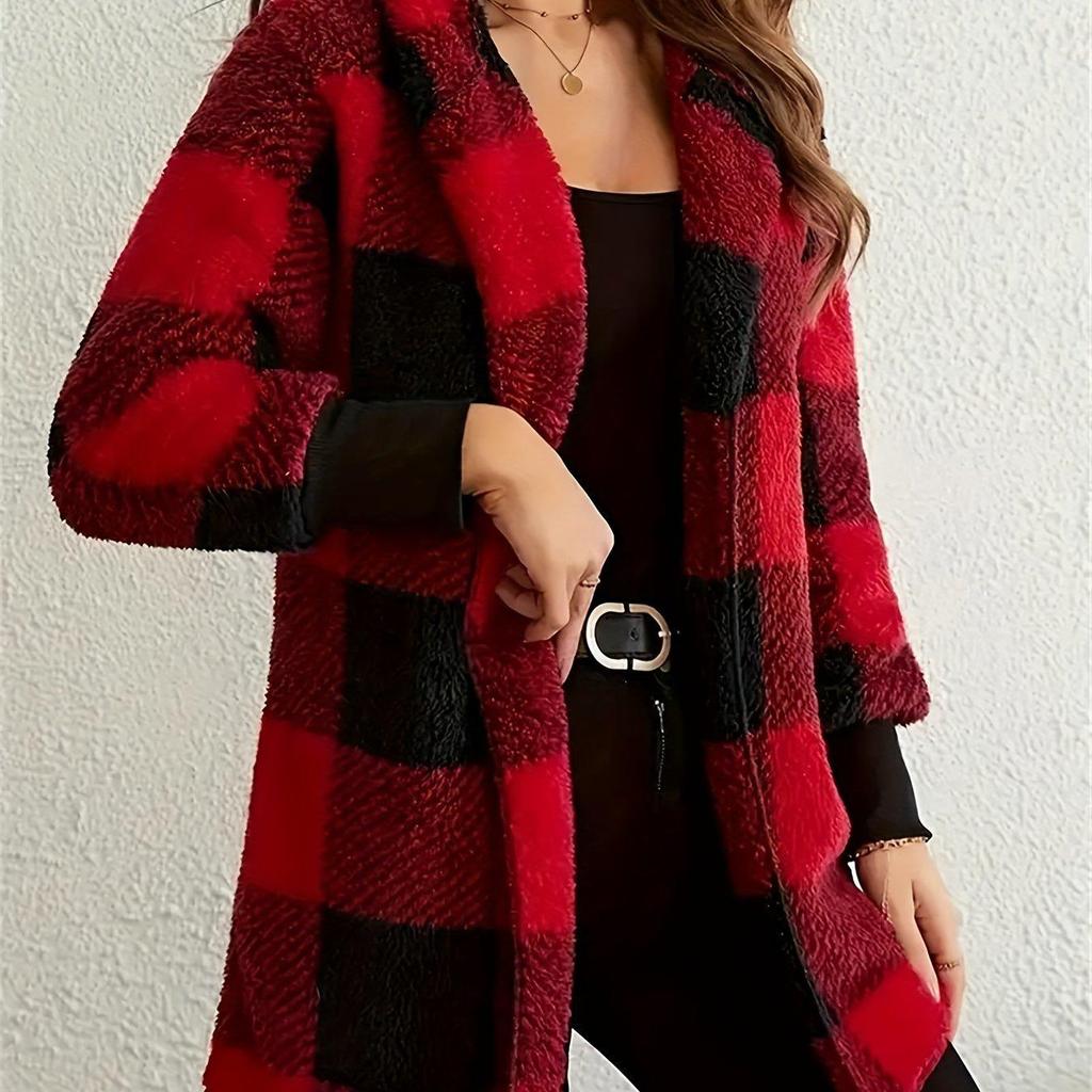 V 97291 Oversized Knit Plaid Cardigan