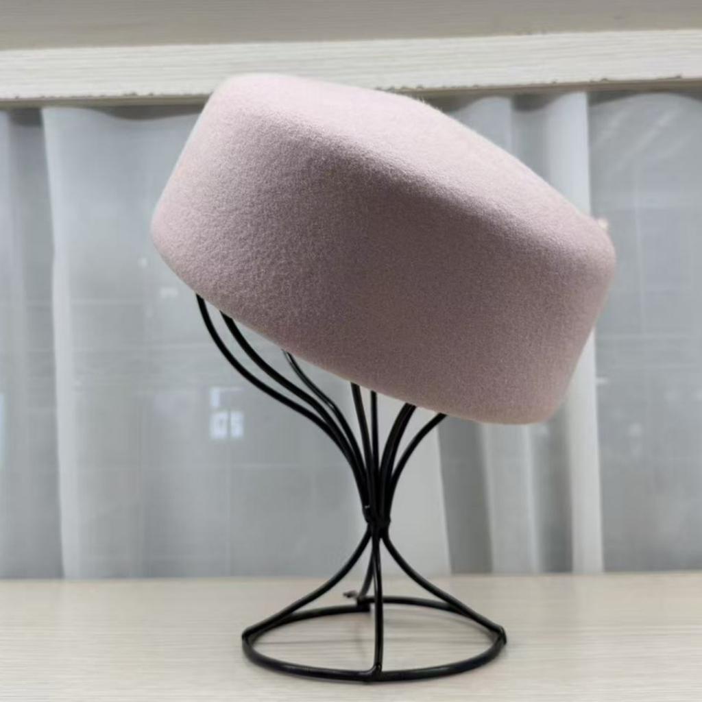 High Quality% Wool Fashion Medicine Box Hat French Top Hat Women's Basin Hat Three-dimensional Beret Elegant Flight Attendant Hat