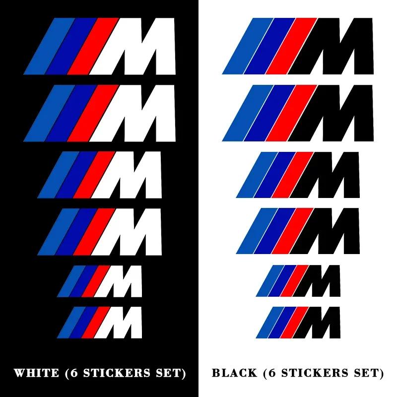 6PCS Car Brake Decorative Stickers Wheel Hub Styling Decals Accessories For BMW M X1 X3 X5 X6 X7 E30 E90 M3 E84 E83 F25 E91 E60