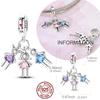 Original 925 Real Sterling Silver Charms Bead Son Daughter Mom Pendant Fit Original Bracelet Necklace For Women DIY Jewelry Gift